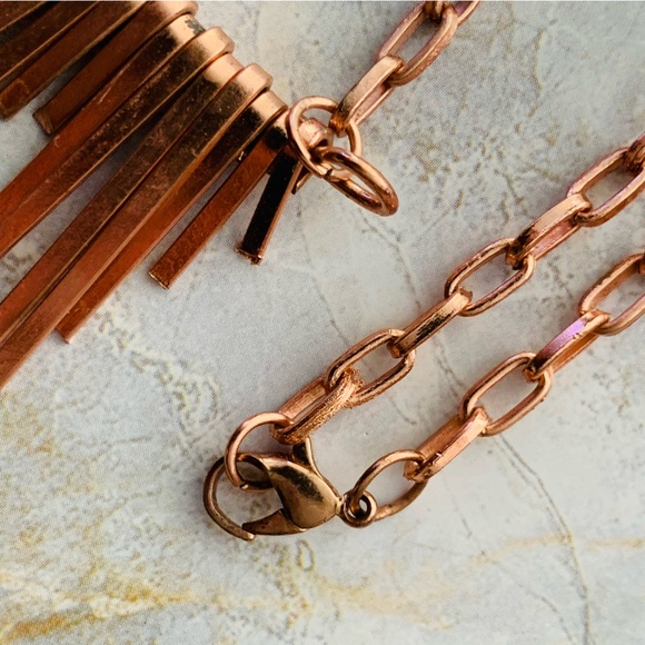 Mid Century Modern Copper Spike Necklace - Picture 3 of 4
